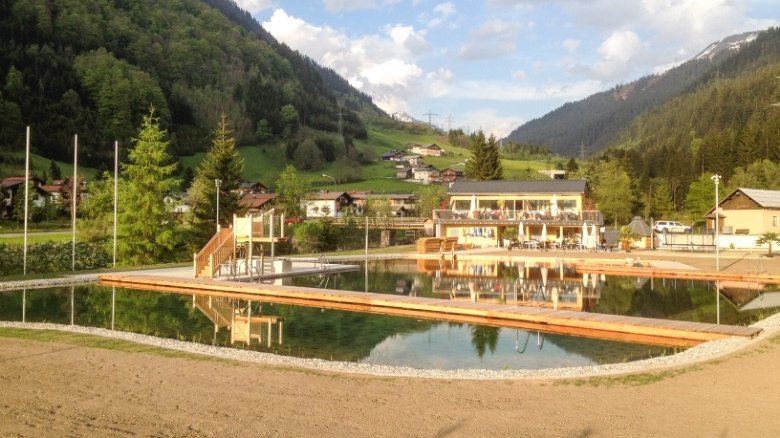 View over the natural swimming pool